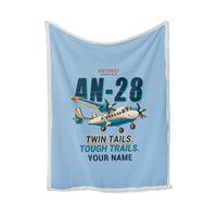 Thumbnail for Antonov An-28 - Cartoon + Name - Blanket - Light Blue