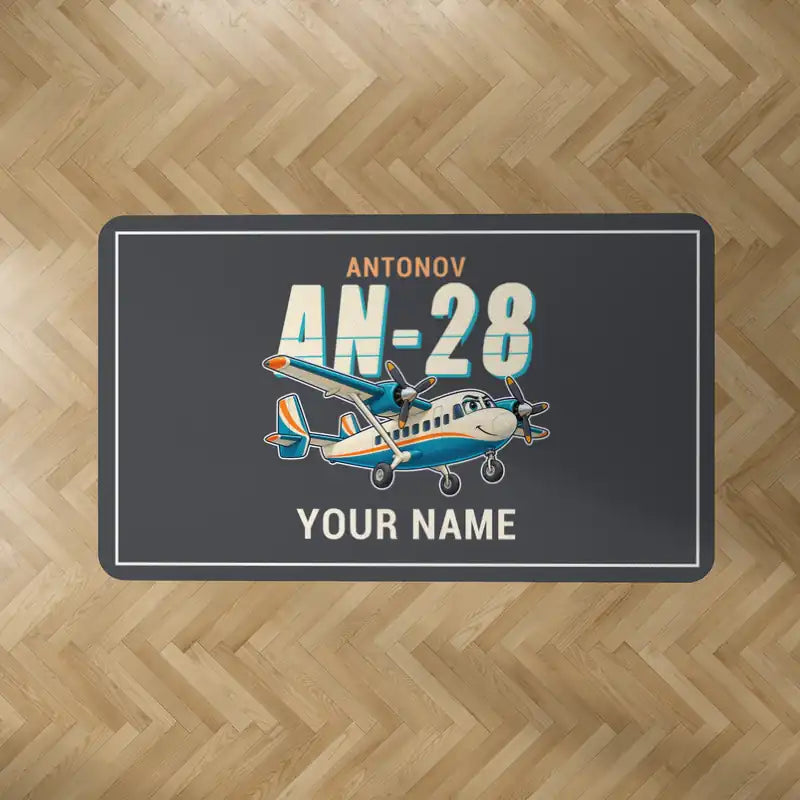Antonov An-28 - Cartoon + Name - Rectangle Carpet - Dark Gray