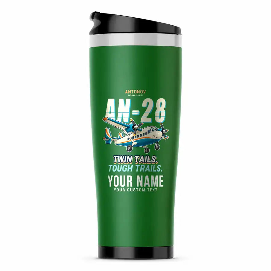 Antonov An-28 - Cartoon + Name - Stainless Steel (No Holder) - Green