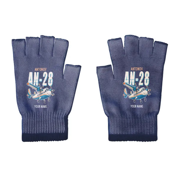 Antonov An-28 - Gloves - Cut - Cartoon + Name - Navy Blue
