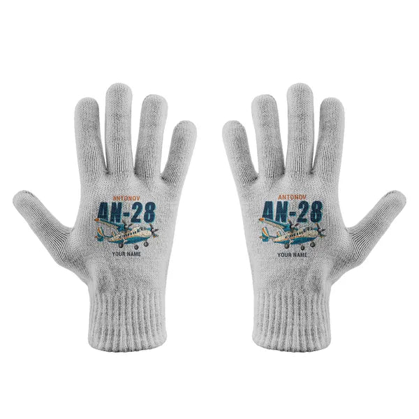 Antonov An-28 - Gloves - Full - Cartoon + Name - Light Gray