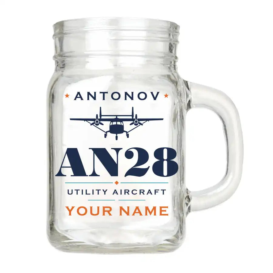 Antonov An-28 - Heritage + Name - Cocktail Glass (Mason Jar)