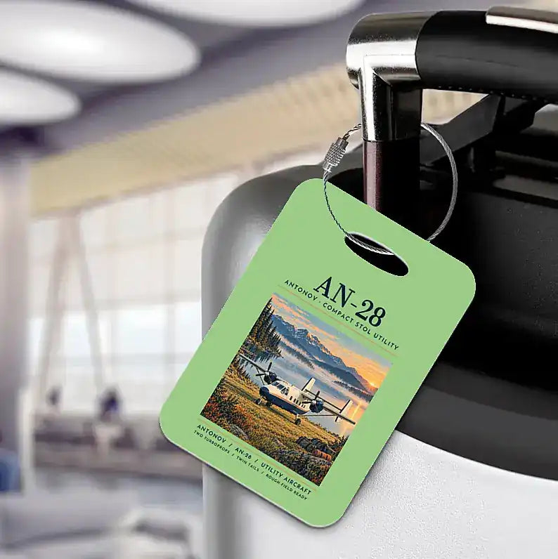 Antonov An-28 - Poster - Luggage Tag - Light Green