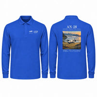 Thumbnail for Antonov An-28 Premium Polo T-Shirts - Poster - Long Sleeve - Blue