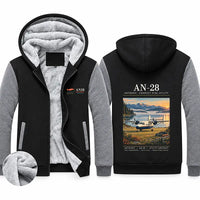 Thumbnail for Antonov An-28 Zipped Sweatshirts - Poster - Black & Gray