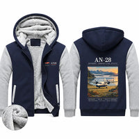 Thumbnail for Antonov An-28 Zipped Sweatshirts - Poster - Navy & Gray