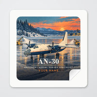 Thumbnail for Antonov An-30 - 3D + Name - Square Sticker - Peel