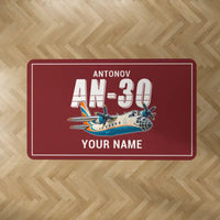 Thumbnail for Antonov An-30 - Cartoon + Name - Rectangle Carpet - Dark Red