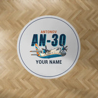 Thumbnail for Antonov An-30 - Cartoon + Name - Round Carpet - Light Gray