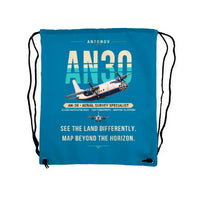 Thumbnail for Antonov An-30 - Drawstring Bag - Original - Light Blue