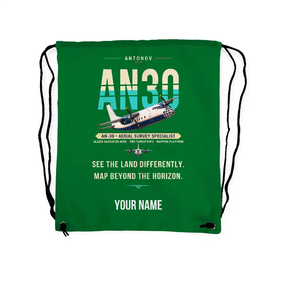 Antonov An-30 - Drawstring Bag - Original + Name - Green