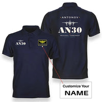 Thumbnail for Antonov An-30 - Heritage - Double-Side Polo - Navy Blue + Name