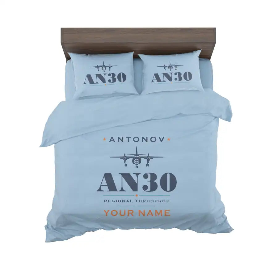 Antonov An-30 - Heritage + Name - Bedding Set - Light Blue