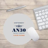 Thumbnail for Antonov An-30 - Heritage + Name - Round Mouse Pad - Light Gray
