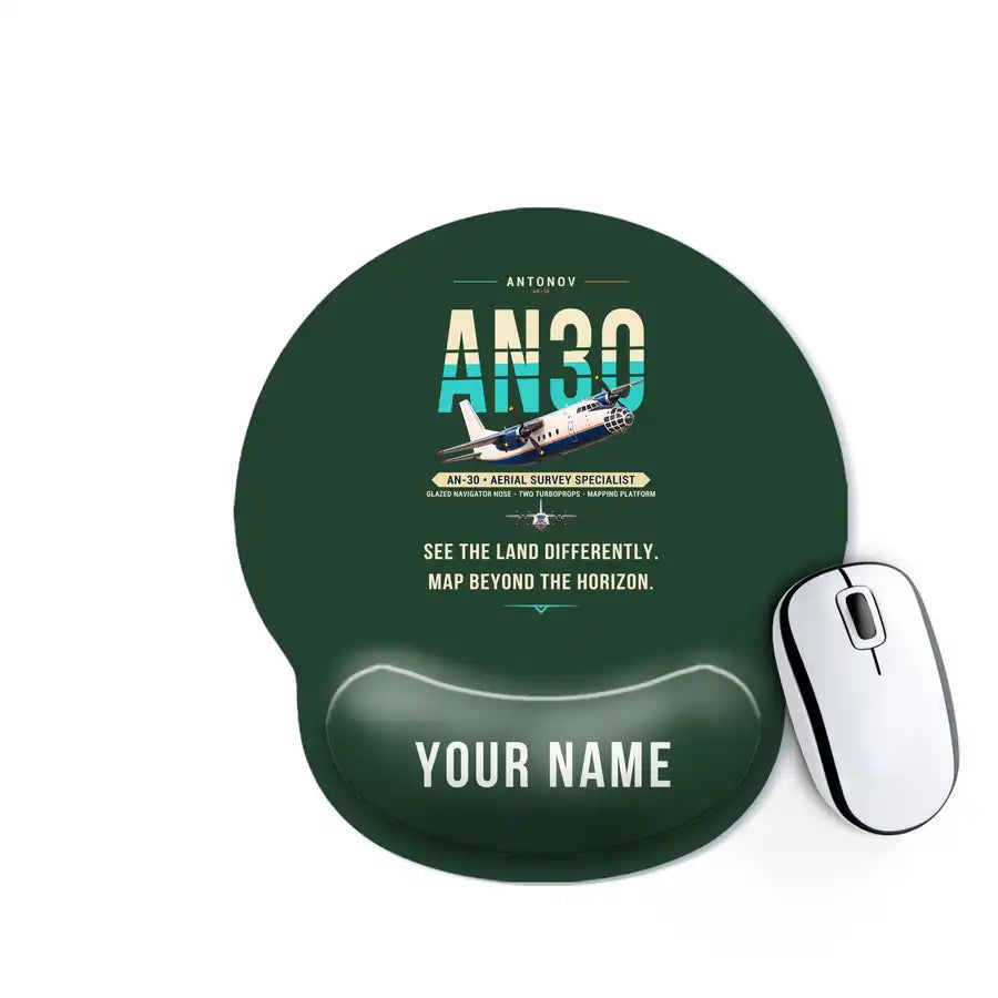 Antonov An-30 - Original + Name - Ergonomic Mouse Pad - Dark Green