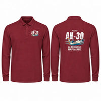Thumbnail for Antonov An-30 Premium Polo T-Shirts - Cartoon - Long Sleeve - Dark Red