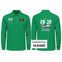 Thumbnail for Antonov An-30 Premium Polo T-Shirts - Cartoon + Name - Long Sleeve - Green