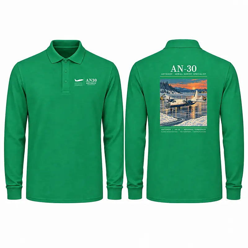 Antonov An-30 Premium Polo T-Shirts - Poster - Long Sleeve - Green