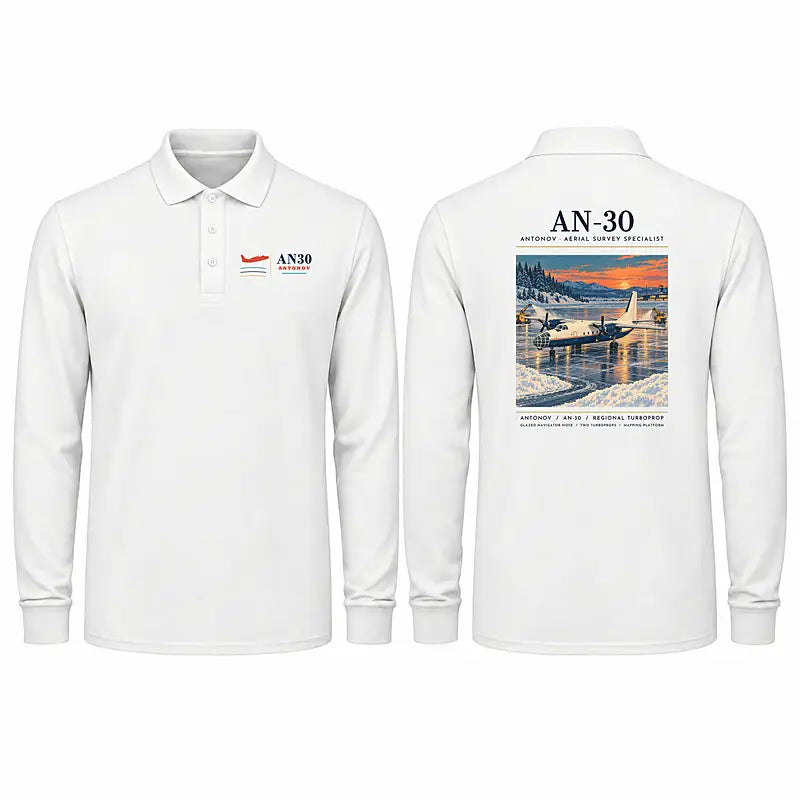 Antonov An-30 Premium Polo T-Shirts - Poster - Long Sleeve - White