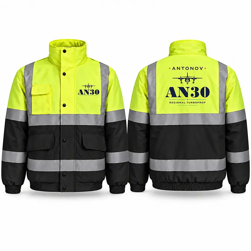 Antonov An-30 Reflective Winter Jackets - Heritage - Fluorescent Yellow & Navy