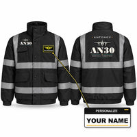 Thumbnail for Antonov An-30 Reflective Winter Jackets - Heritage + Name - Black