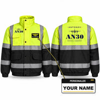 Thumbnail for Antonov An-30 Reflective Winter Jackets - Heritage + Name - Fluorescent Yellow & Navy