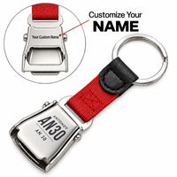 Thumbnail for Antonov An-30 - Seat Belt Key Chain - Tag + Name - Red
