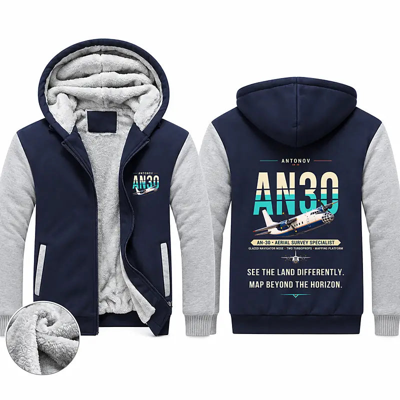 Antonov An-30 Zipped Sweatshirts - Original - Navy & Gray