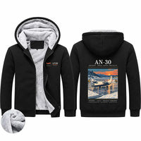 Thumbnail for Antonov An-30 Zipped Sweatshirts - Poster - Black