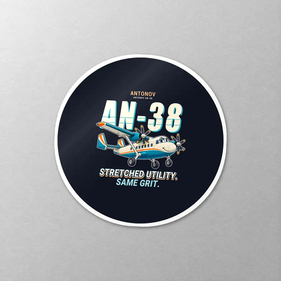 Antonov An-38 - Cartoon - Circle Sticker - Close-up
