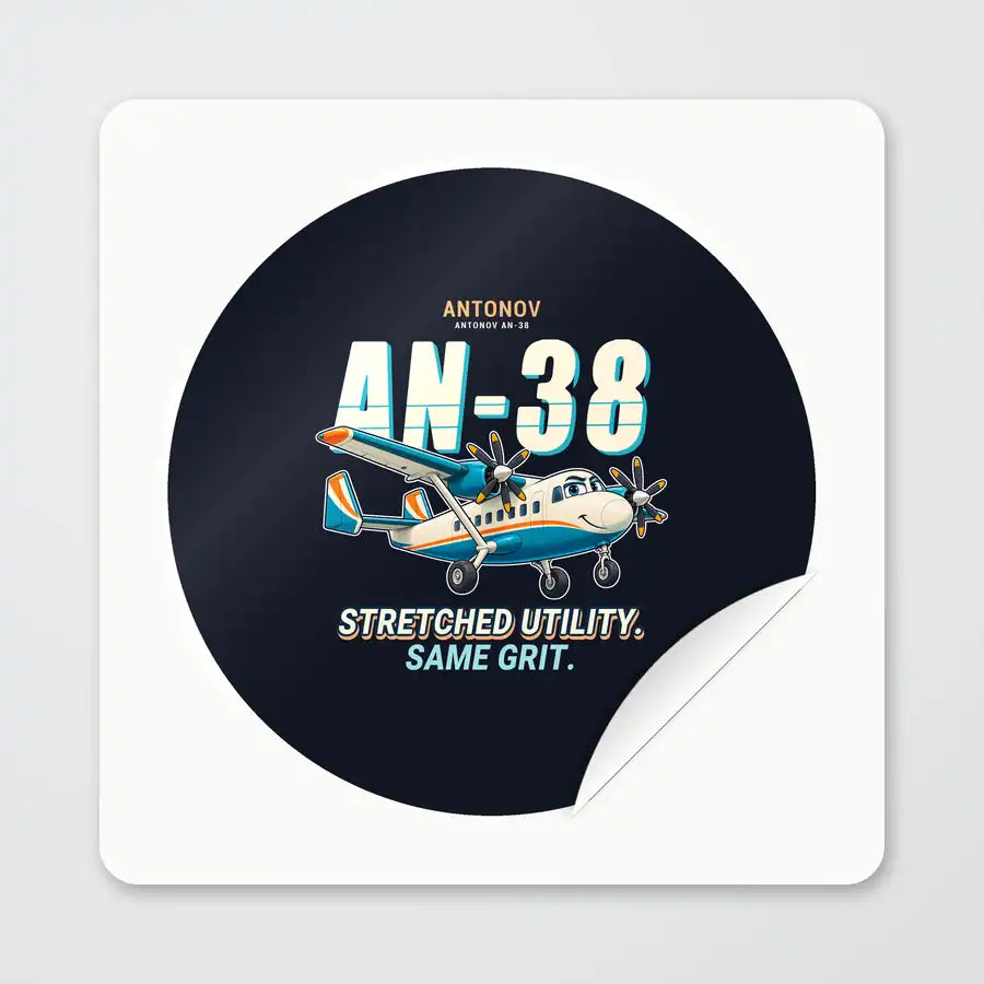 Antonov An-38 - Cartoon - Circle Sticker - Peel