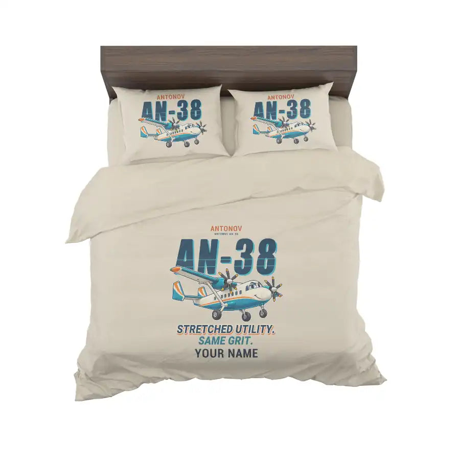 Antonov An-38 - Cartoon + Name - Bedding Set - Beige