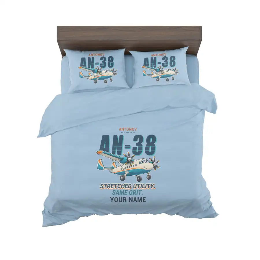 Antonov An-38 - Cartoon + Name - Bedding Set - Light Blue