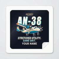 Thumbnail for Antonov An-38 - Cartoon + Name - Square Sticker - Peel