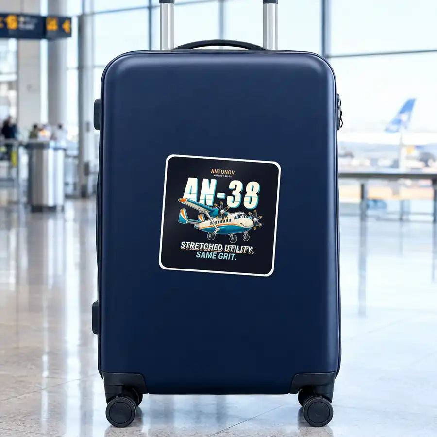 Antonov An-38 - Cartoon - Square Sticker - Suitcase