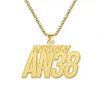 Thumbnail for Antonov An-38 - Hollow Necklace - Tag - Gold