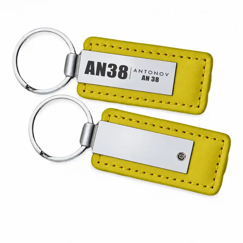 Antonov An-38 - Leather Key Chain - Faux Leather - Tag - Yellow