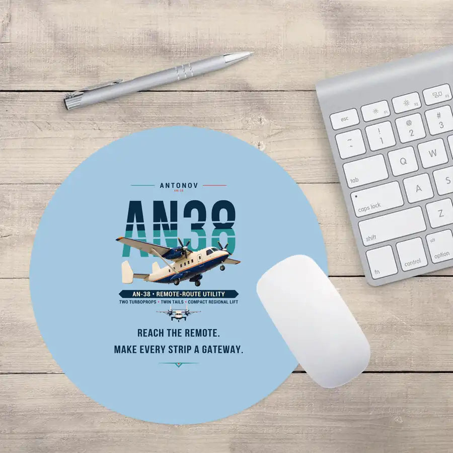 Antonov An-38 - Original - Round Mouse Pad - Light Blue