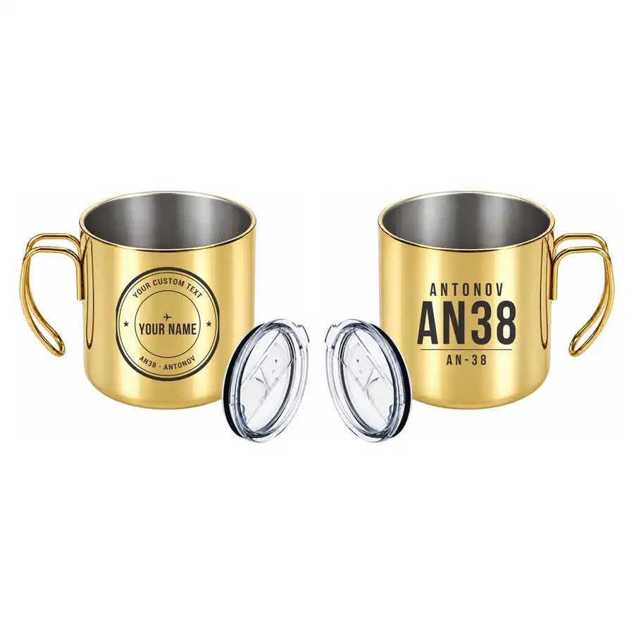Antonov An-38 - Portable Mug - Tag + Name - Gold