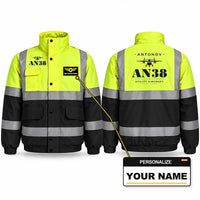 Thumbnail for Antonov An-38 Reflective Winter Jackets - Heritage + Name - Fluorescent Yellow & Navy