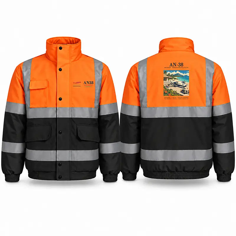 Antonov An-38 Reflective Winter Jackets - Poster - Orange & Navy