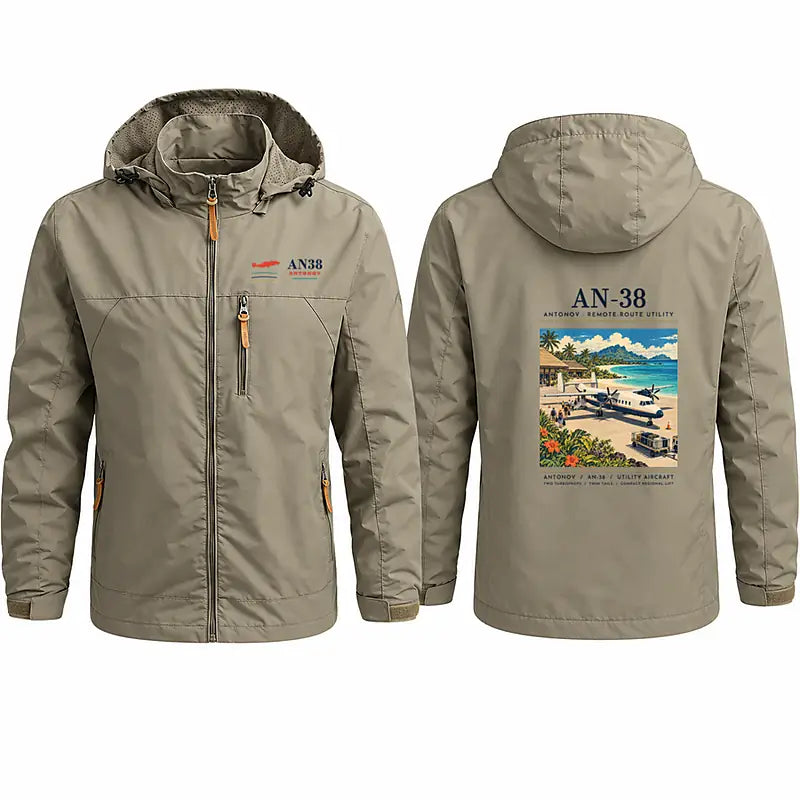 Antonov An-38 Stylish Jackets - Hooded Windbreaker - Poster - Khaki