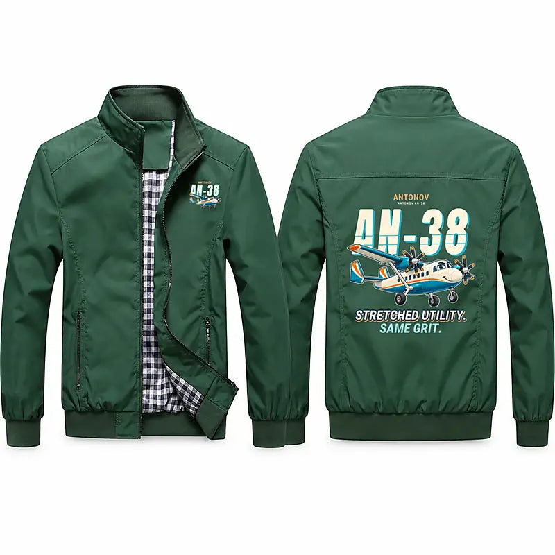 Antonov An-38 Stylish Jackets - Stand Collar - Cartoon - Green