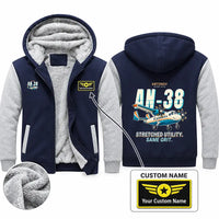 Thumbnail for Antonov An-38 Zipped Sweatshirts - Cartoon + Name - Navy & Gray