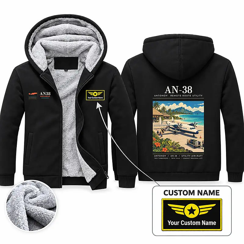 Antonov An-38 Zipped Sweatshirts - Poster + Name - Black