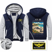 Thumbnail for Antonov An-38 Zipped Sweatshirts - Poster + Name - Navy & Gray