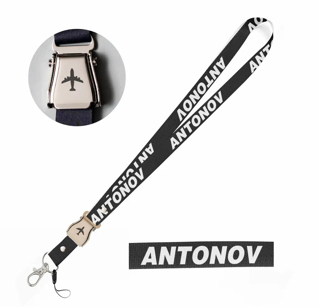 Antonov & Text seat belt lanyard - black
