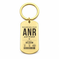 Thumbnail for Antwerp International Airport ANR - Key Chain - Boarding Pass Style - Gold