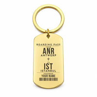 Thumbnail for Antwerp International Airport ANR - Key Chain - Customizable Boarding Pass - Gold