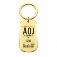 Thumbnail for Aomori Airport AOJ - Key Chain - Boarding Pass Style - Gold